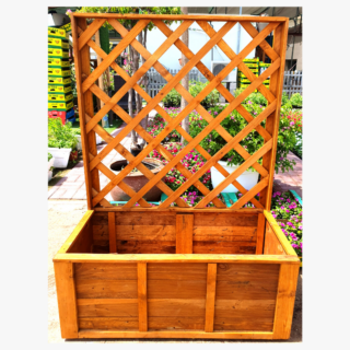 Wooden Brown Fence & Rectangular Pot