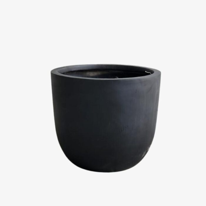 Black Fiber Poly Pot Round